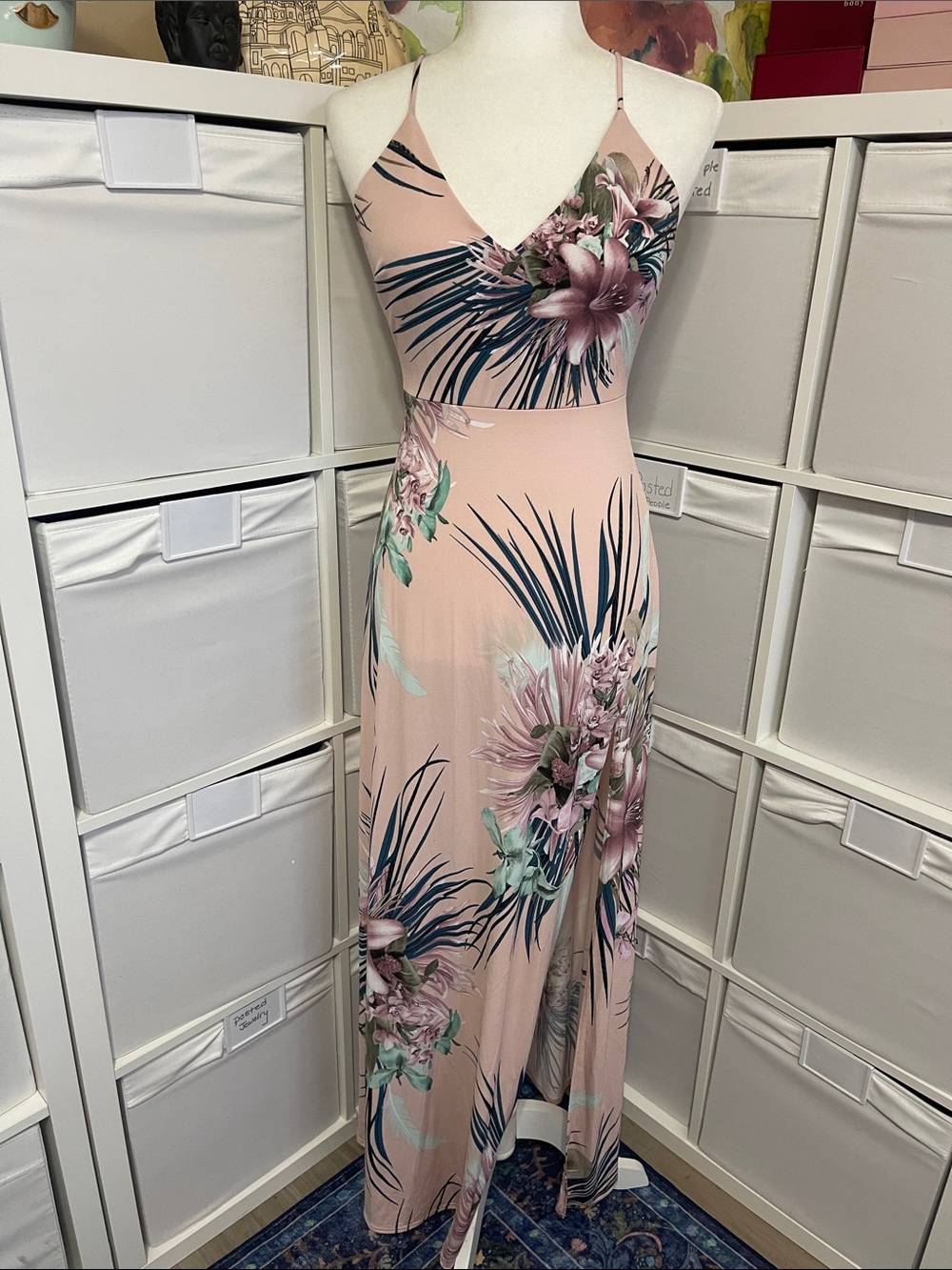 Lovely Day Blush Floral V-Neck Maxi Dress